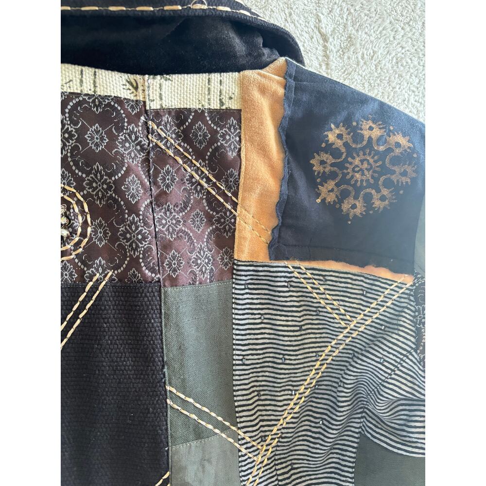 Indigo Moon Patchwork Mixed Media Blazer Size M H… - image 15